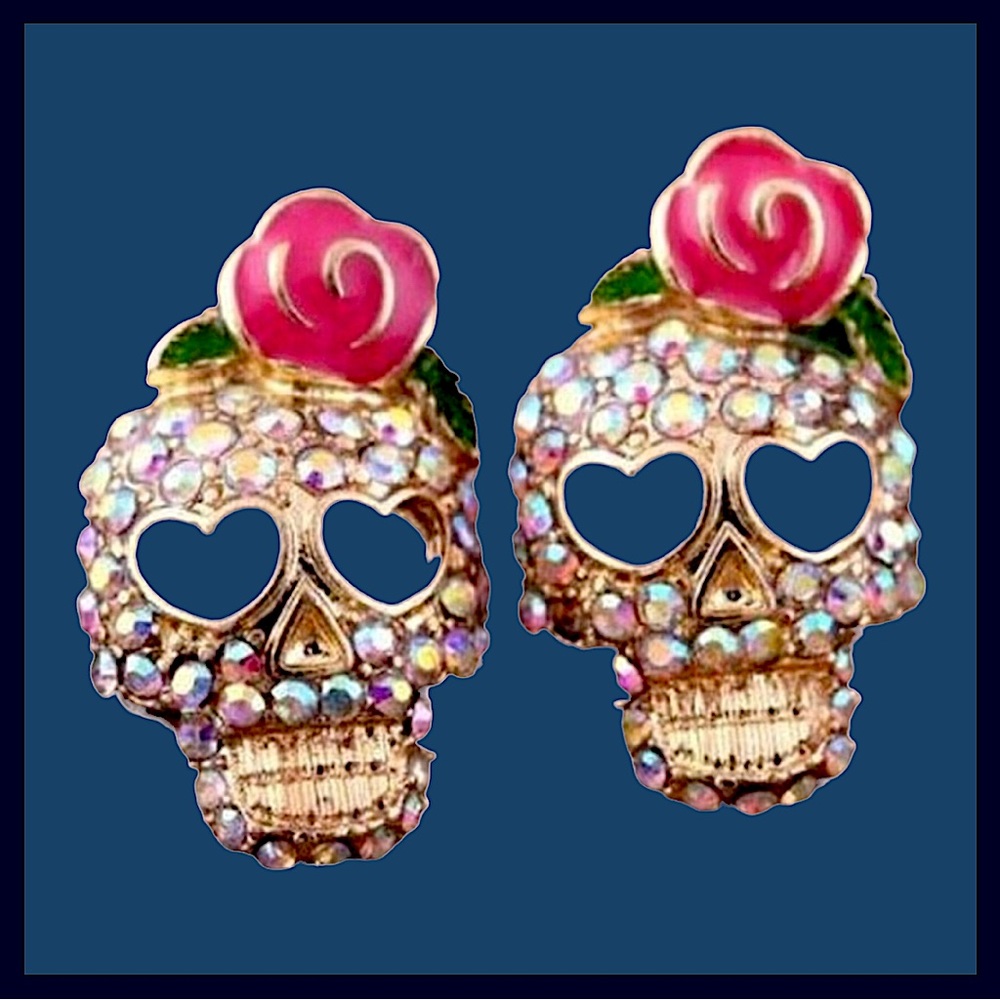 Pink Skull Earrings